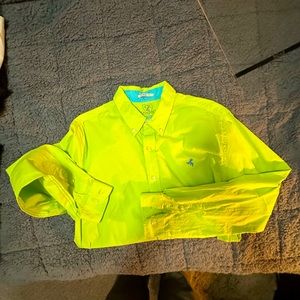 Lime neon green gently used Men’s long Sleeve Button Up
